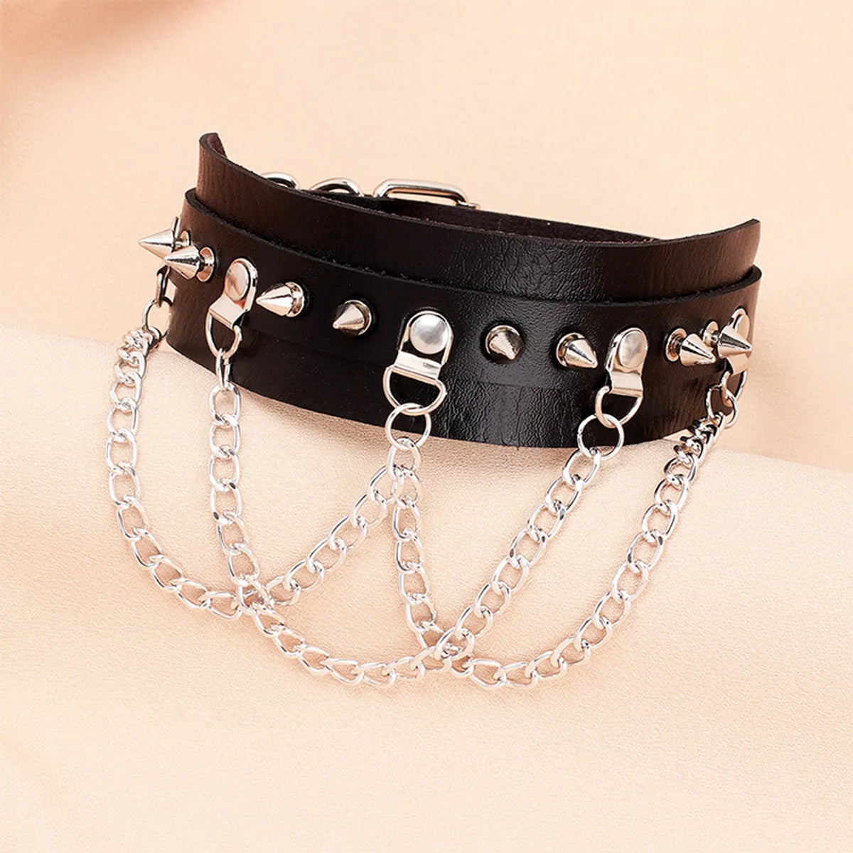 1 Piece Fashion Geometric Pu Leather Plating Women's Choker