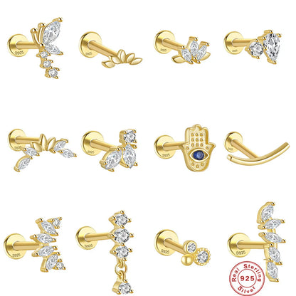 1 Piece Fashion Geometric Sterling Silver Plating Zircon Ear Studs