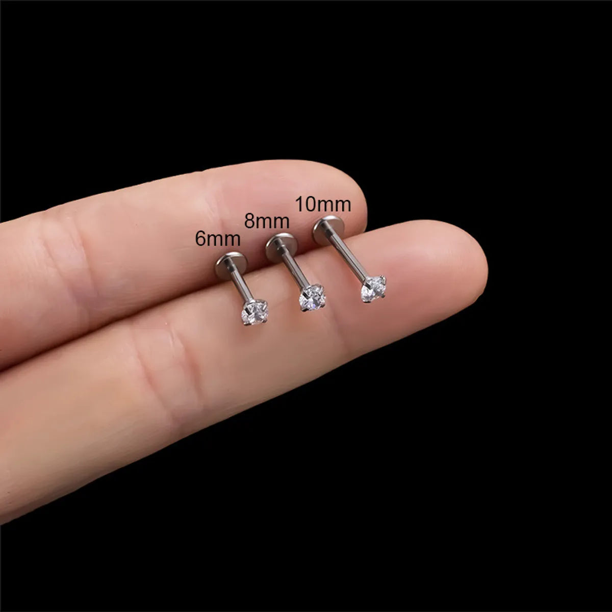 1 Piece Fashion Geometric Titanium Inlaid Zircon Lip Stud