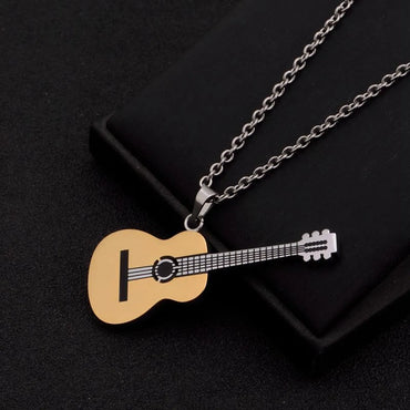 1 Piece Fashion Guitar Titanium Steel Plating Necklace