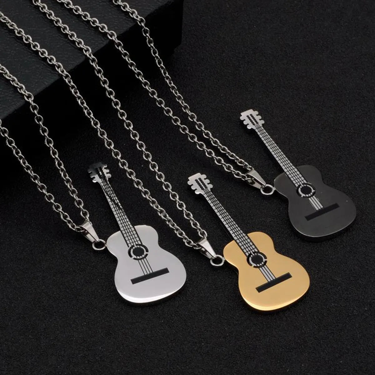 1 Piece Fashion Guitar Titanium Steel Plating Necklace