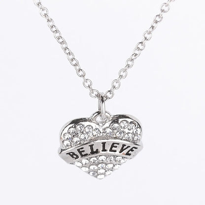 Fashion Mama Heart Shape Alloy Inlay Rhinestones Unisex Pendant Necklace