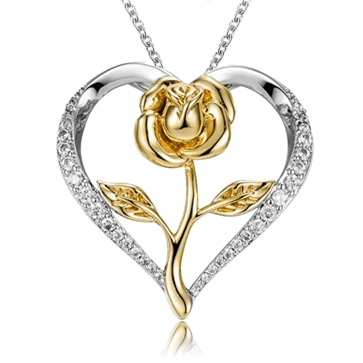 1 Piece Fashion Heart Shape Alloy Inlay Rhinestones Women'S Pendant Necklace