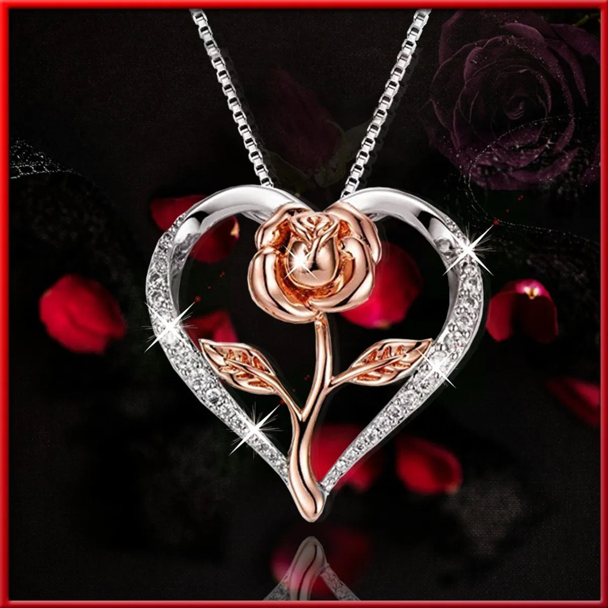 1 Piece Fashion Heart Shape Alloy Inlay Rhinestones Women'S Pendant Necklace