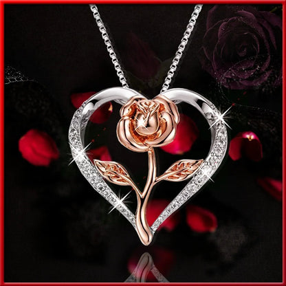 1 Piece Fashion Heart Shape Alloy Inlay Rhinestones Women'S Pendant Necklace