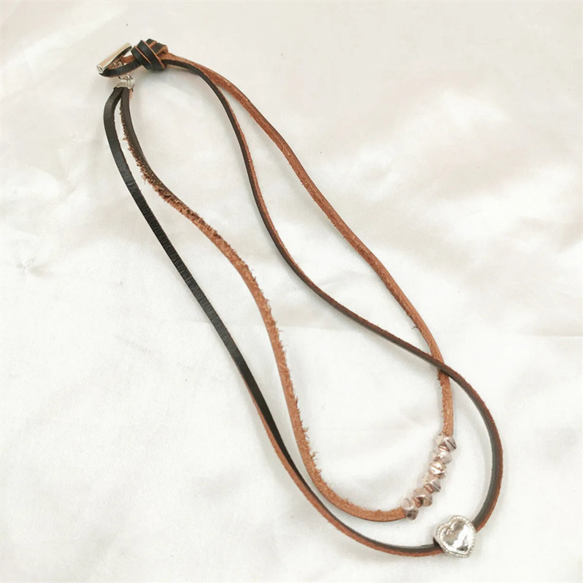 1 Piece Fashion Heart Shape Alloy Leather Rope Women's Layered Necklaces