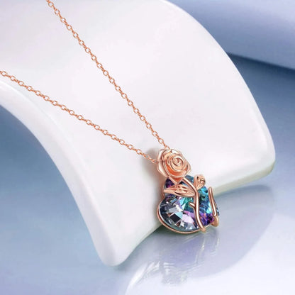 1 Piece Fashion Heart Shape Alloy Plating Rhinestones Women'S Pendant Necklace