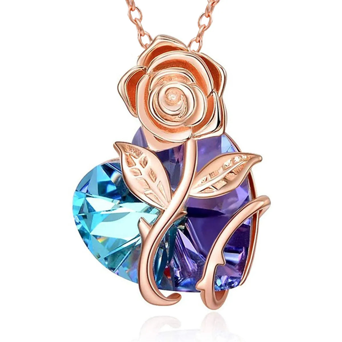 1 Piece Fashion Heart Shape Alloy Plating Rhinestones Women'S Pendant Necklace