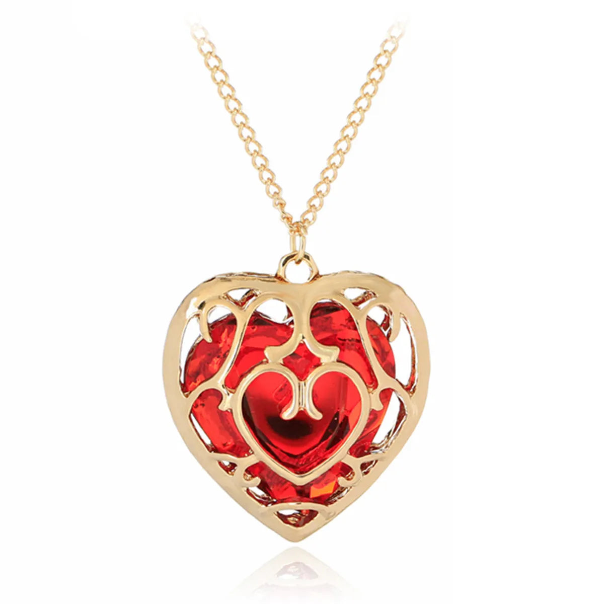 1 Piece Fashion Heart Shape Alloy Plating Rhinestones Women's Pendant Necklace