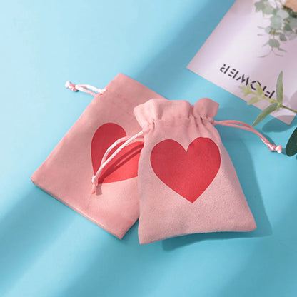 1 Piece Fashion Heart Shape Cloth Drawstring Jewelry Packaging Bags