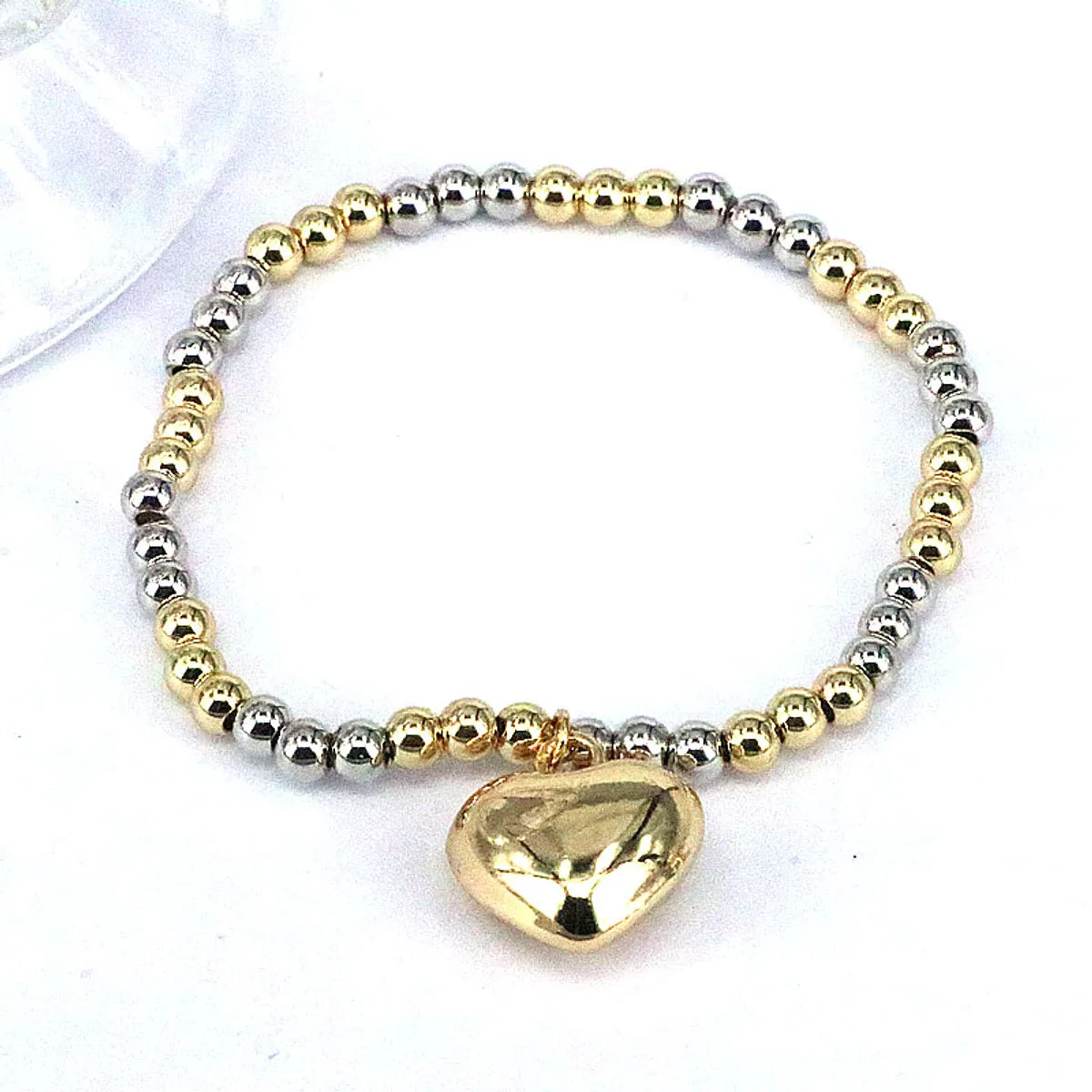 Fashion Heart Shape Copper Gold Plated Bracelets In Bulk