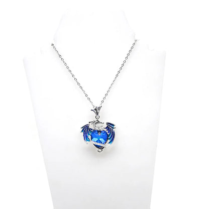 1 Piece Fashion Heart Shape Dragon Alloy Plating Inlay Artificial Gemstones Women'S Pendant Necklace