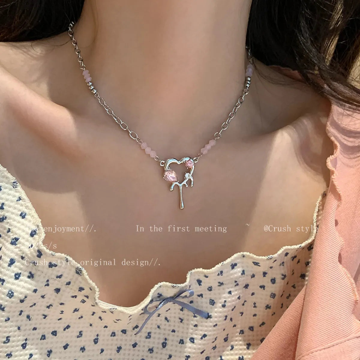 1 Piece Fashion Heart Shape Flower Butterfly Alloy Inlay Zircon Women'S Pendant Necklace