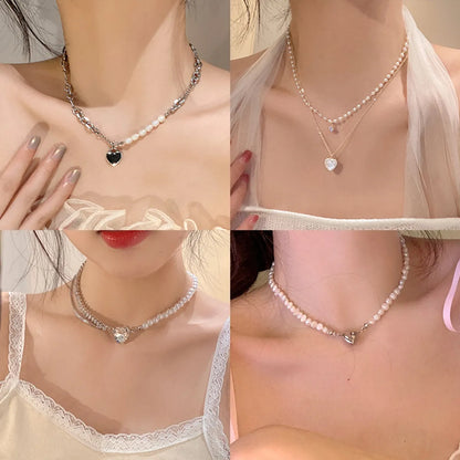 1 Piece Fashion Heart Shape Flower Imitation Pearl Plating Women's Necklace