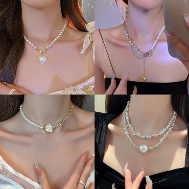 1 Piece Fashion Heart Shape Flower Imitation Pearl Plating Women's Necklace