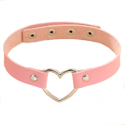 1 Piece Fashion Heart Shape Pu Leather Alloy Plating Women'S Choker