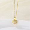 Stainless Steel Brass Fashion Plating Inlay Heart Shape Zircon Pendant Necklace