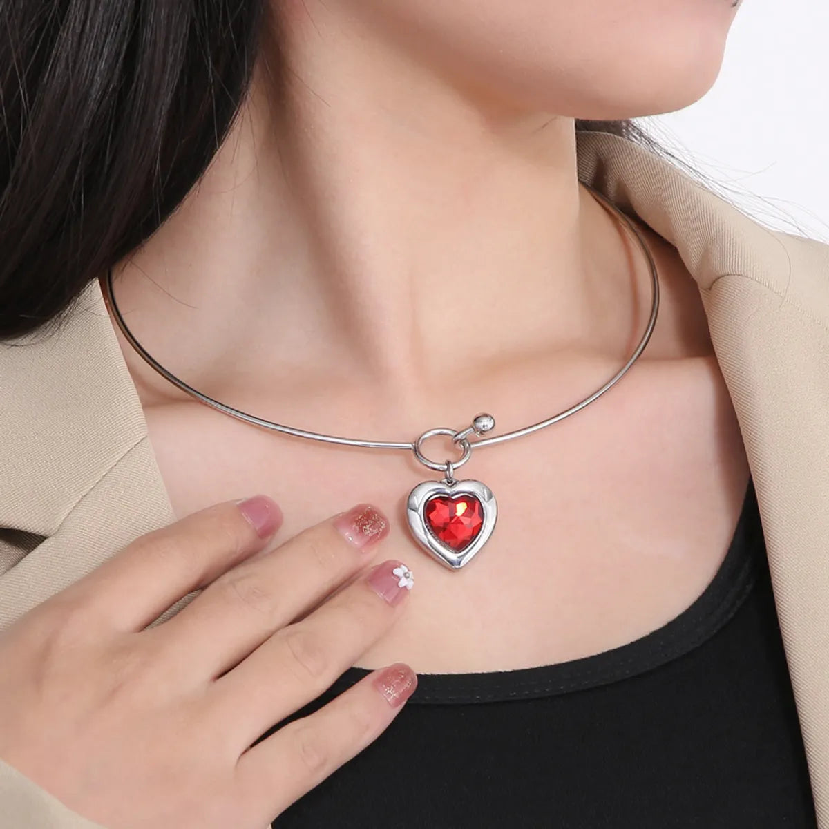 1 Piece Fashion Heart Shape Stainless Steel Plating Inlay Artificial Pearls