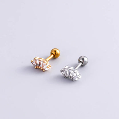 1 Piece Ear Cartilage Rings & Studs Fashion Heart Shape 316 Stainless Steel  Copper Plating Inlay Zircon