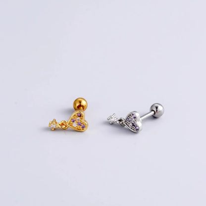 1 Piece Fashion Heart Shape Plating Inlay Stainless Steel Zircon Ear Studs