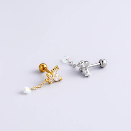 1 Piece Fashion Heart Shape Plating Inlay Stainless Steel Zircon Ear Studs