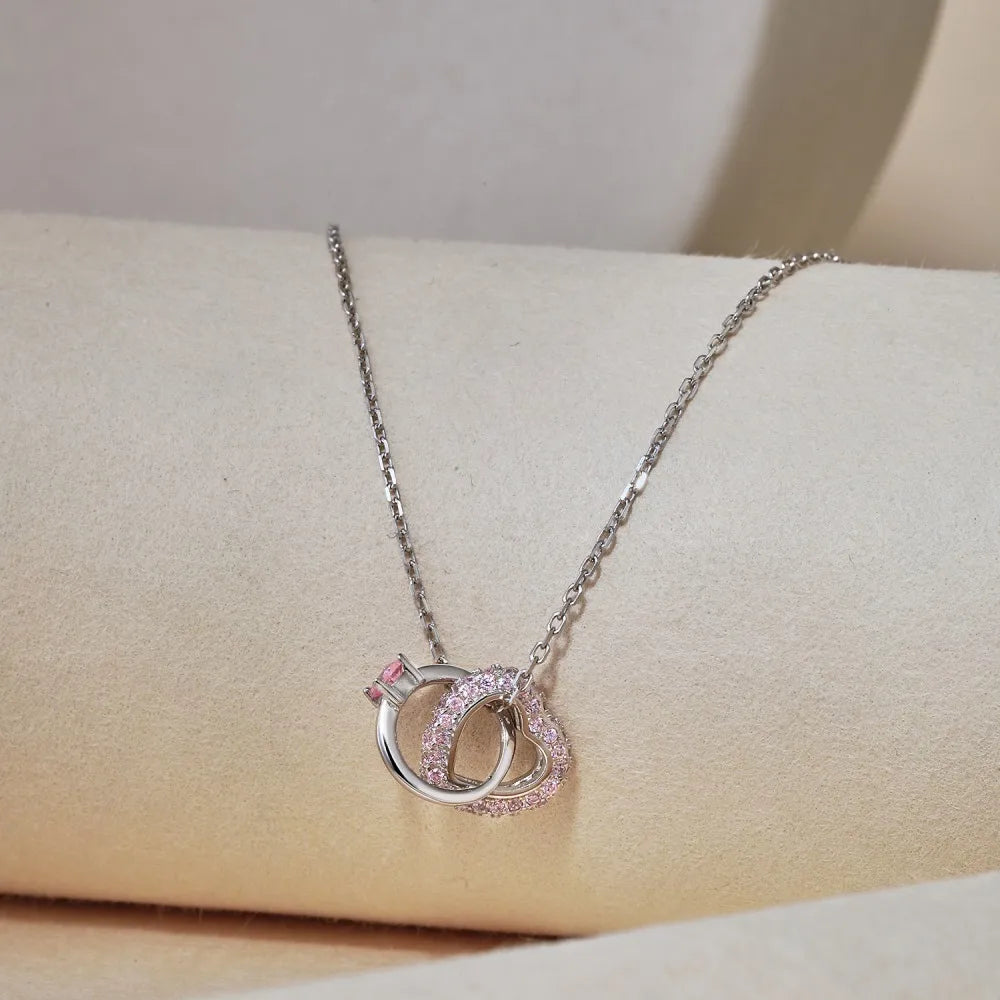 1 Piece Fashion Heart Shape Sterling Silver Plating Inlay Zircon Pendant Necklace