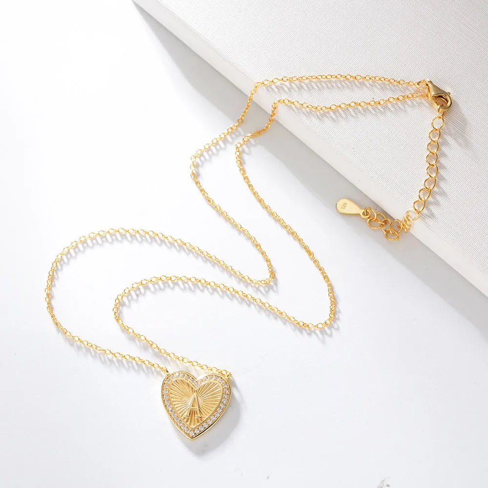 1 Piece Fashion Heart Shape Sterling Silver Plating Zircon Necklace