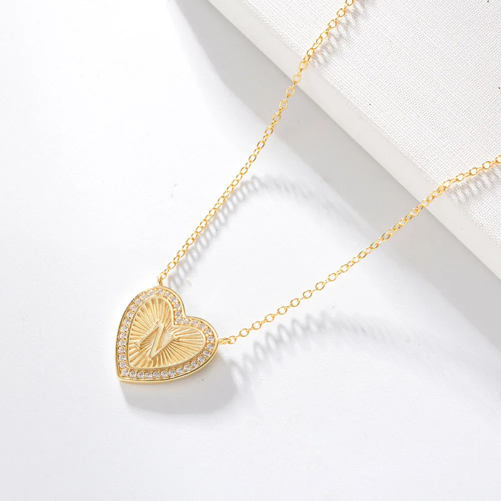 1 Piece Fashion Heart Shape Sterling Silver Plating Zircon Necklace