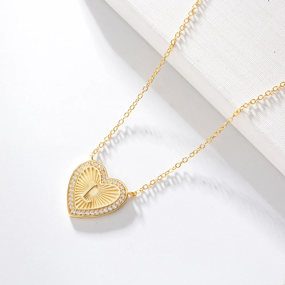 1 Piece Fashion Heart Shape Sterling Silver Plating Zircon Necklace