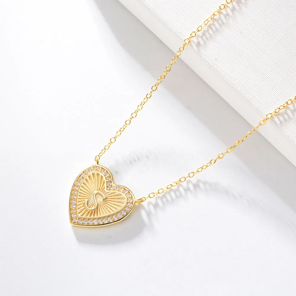 1 Piece Fashion Heart Shape Sterling Silver Plating Zircon Necklace