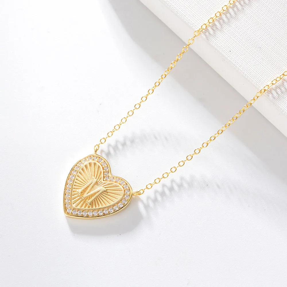 1 Piece Fashion Heart Shape Sterling Silver Plating Zircon Necklace