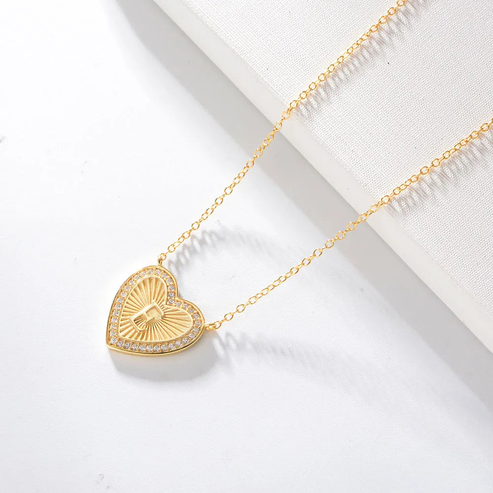 1 Piece Fashion Heart Shape Sterling Silver Plating Zircon Necklace