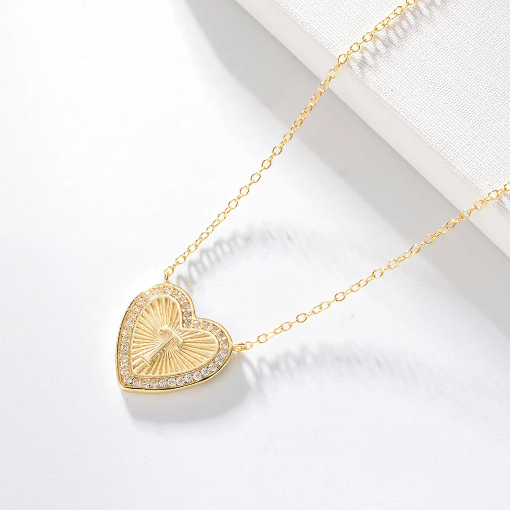 1 Piece Fashion Heart Shape Sterling Silver Plating Zircon Necklace