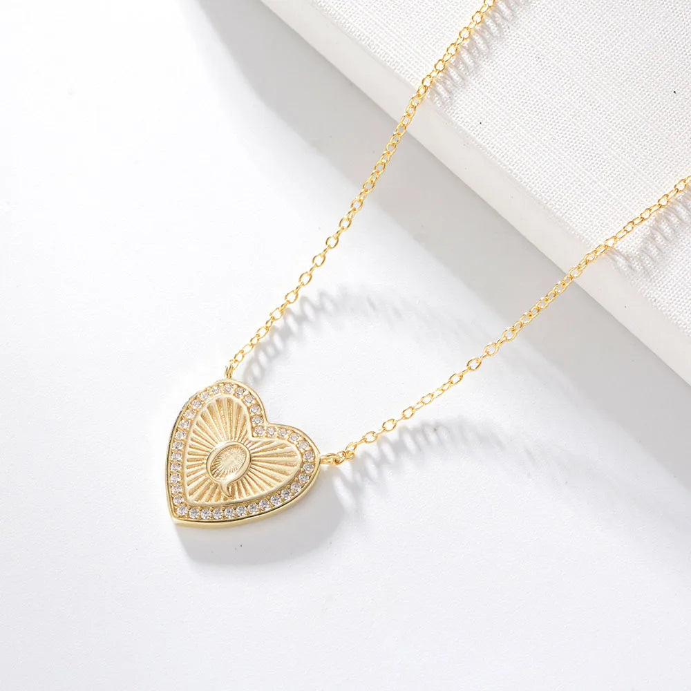 1 Piece Fashion Heart Shape Sterling Silver Plating Zircon Necklace