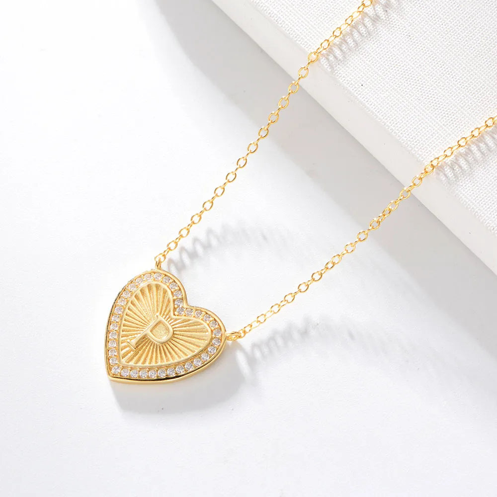 1 Piece Fashion Heart Shape Sterling Silver Plating Zircon Necklace