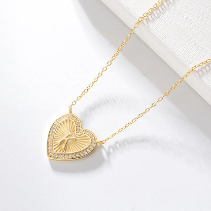 1 Piece Fashion Heart Shape Sterling Silver Plating Zircon Necklace