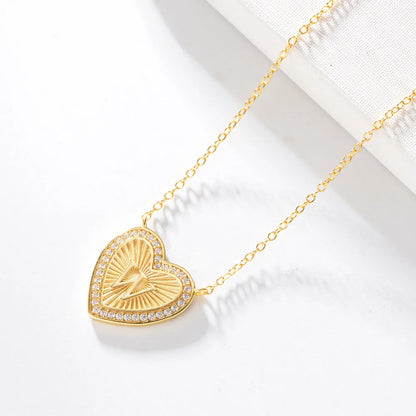 1 Piece Fashion Heart Shape Sterling Silver Plating Zircon Necklace