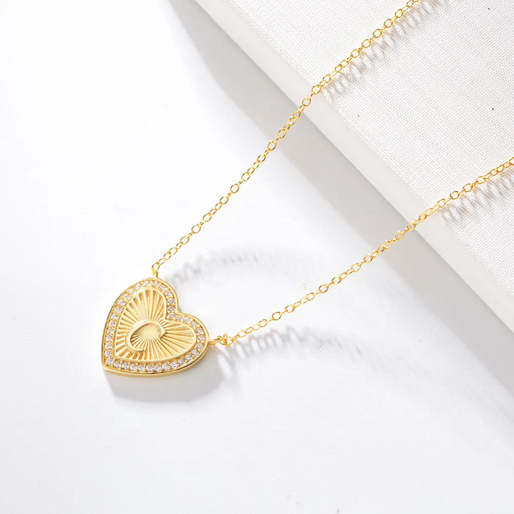 1 Piece Fashion Heart Shape Sterling Silver Plating Zircon Necklace