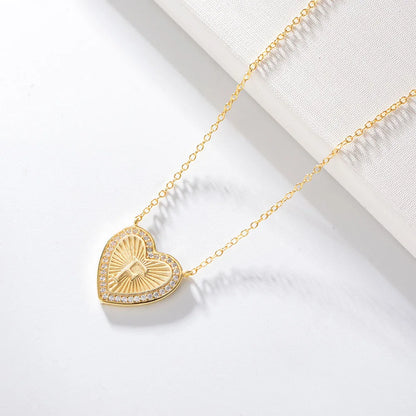 1 Piece Fashion Heart Shape Sterling Silver Plating Zircon Necklace