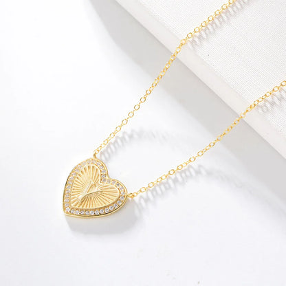 1 Piece Fashion Heart Shape Sterling Silver Plating Zircon Necklace