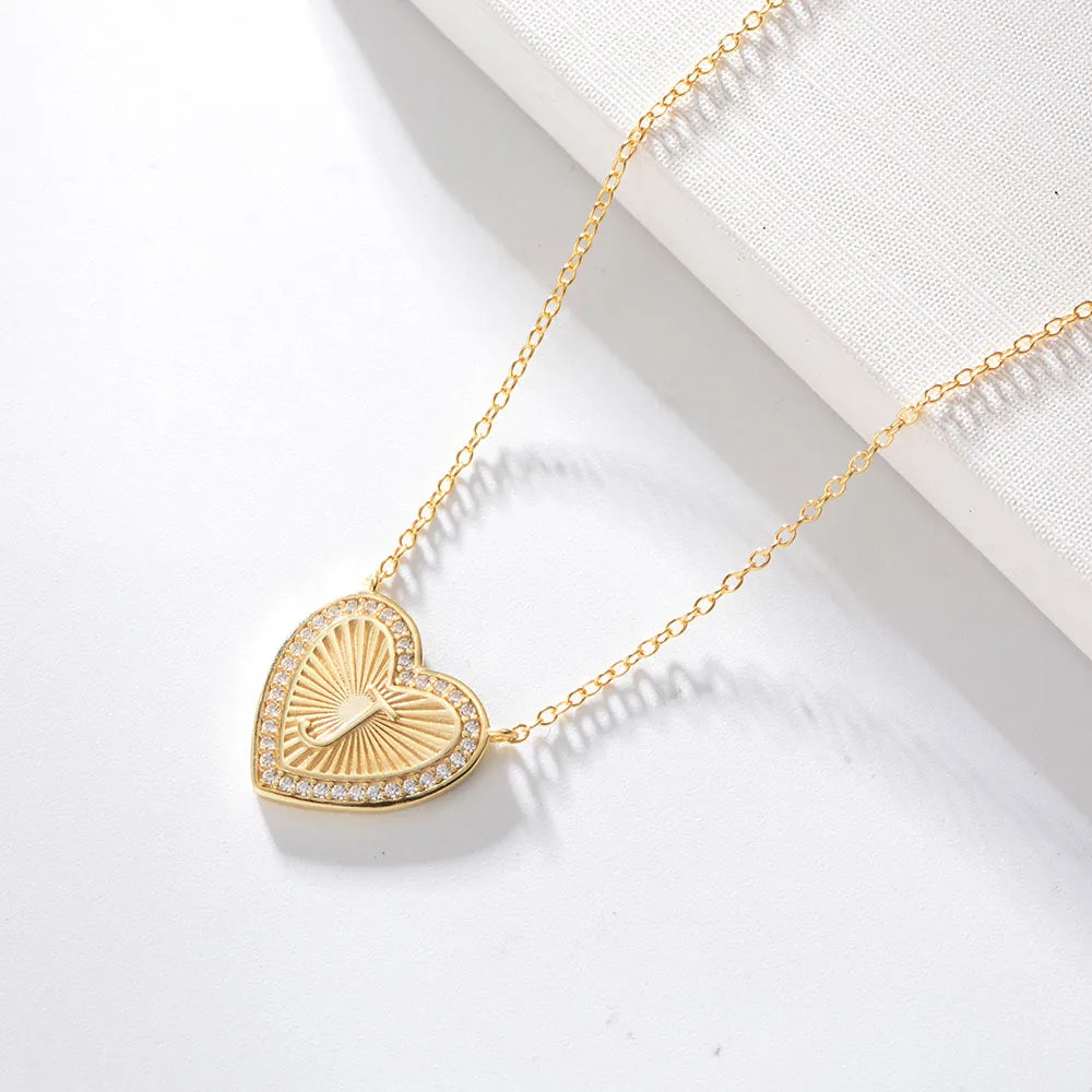 1 Piece Fashion Heart Shape Sterling Silver Plating Zircon Necklace