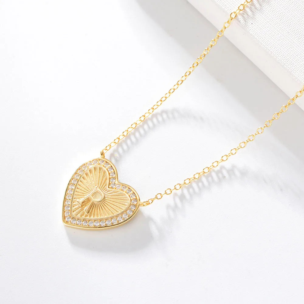 1 Piece Fashion Heart Shape Sterling Silver Plating Zircon Necklace