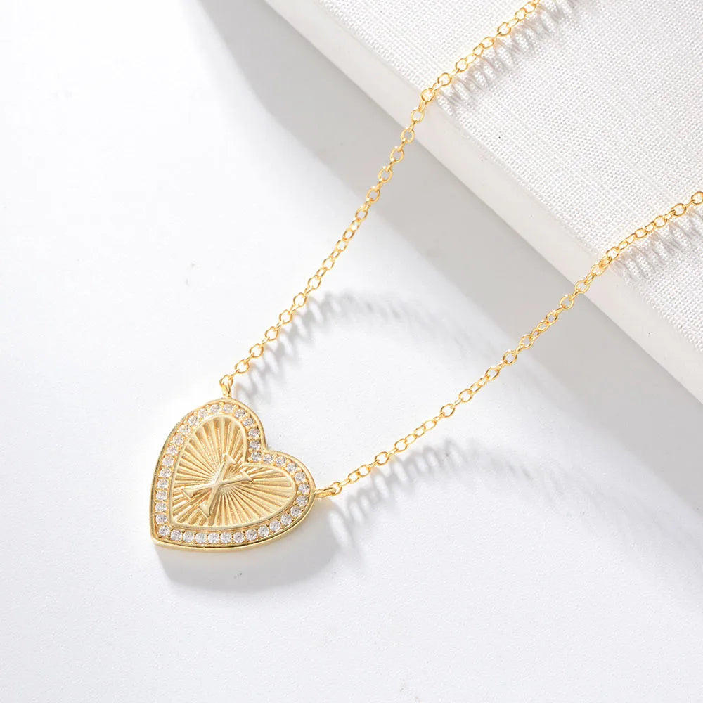 1 Piece Fashion Heart Shape Sterling Silver Plating Zircon Necklace