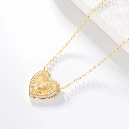 1 Piece Fashion Heart Shape Sterling Silver Plating Zircon Necklace