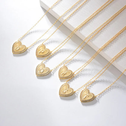 1 Piece Fashion Heart Shape Sterling Silver Plating Zircon Necklace