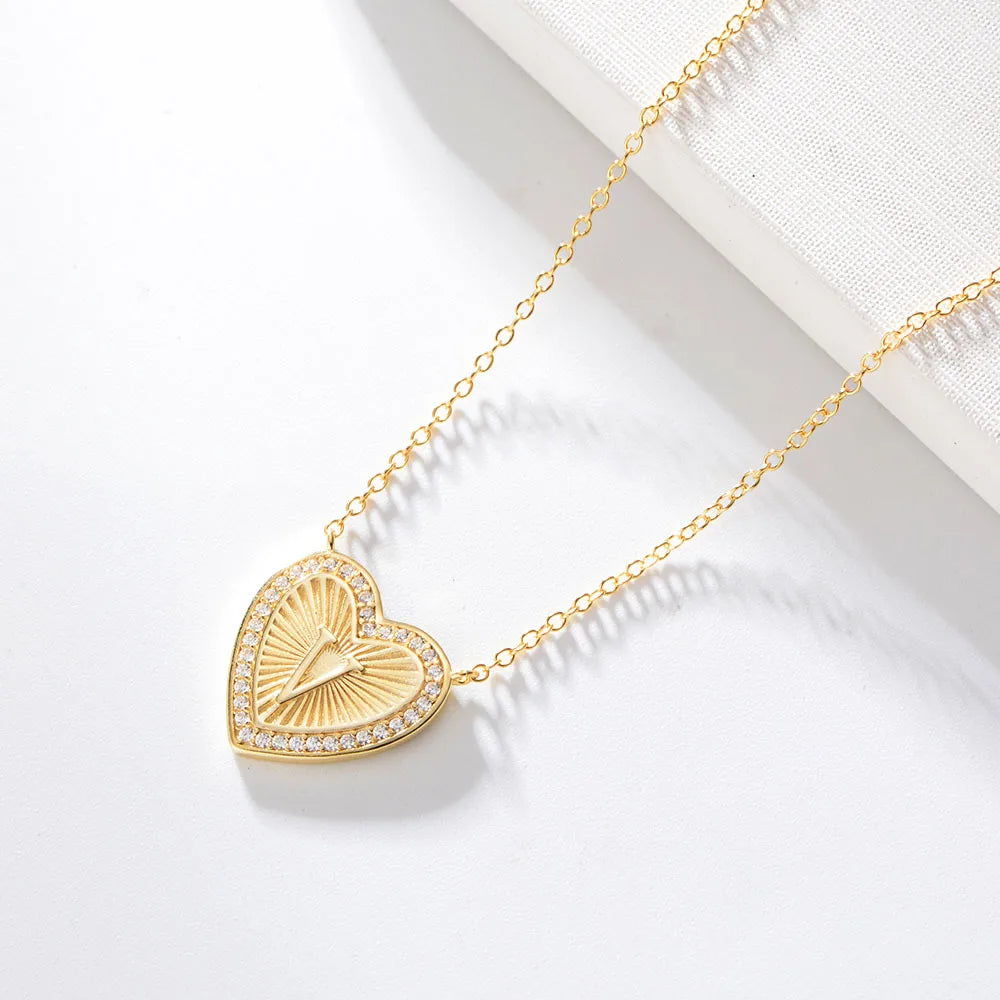 1 Piece Fashion Heart Shape Sterling Silver Plating Zircon Necklace