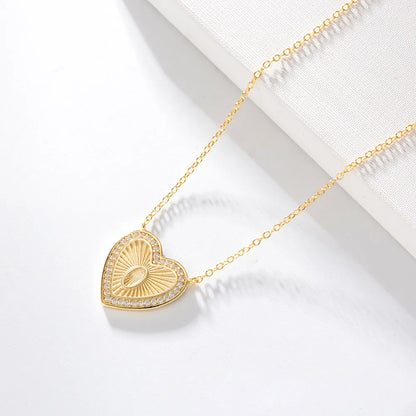 1 Piece Fashion Heart Shape Sterling Silver Plating Zircon Necklace