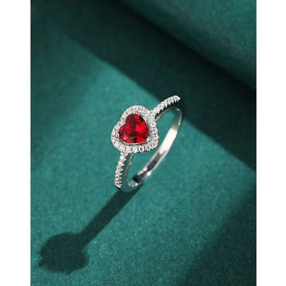 1 Piece Fashion Heart Shape Sterling Silver Polishing Inlay Zircon Rings