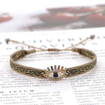 1 Piece Fashion Letter Devil'S Eye Copper Knitting Inlay Zircon Bracelets