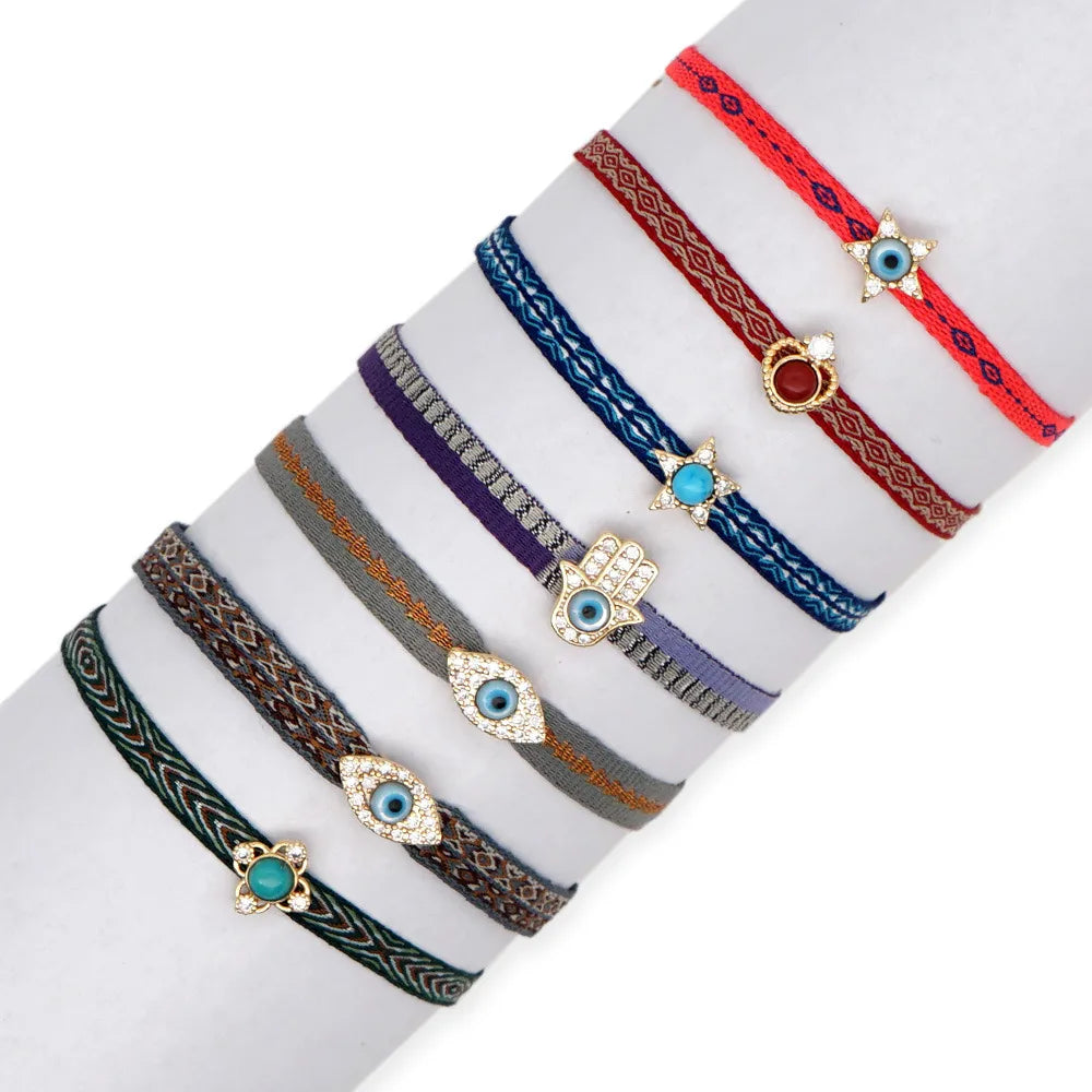 1 Piece Fashion Letter Devil'S Eye Copper Knitting Inlay Zircon Bracelets